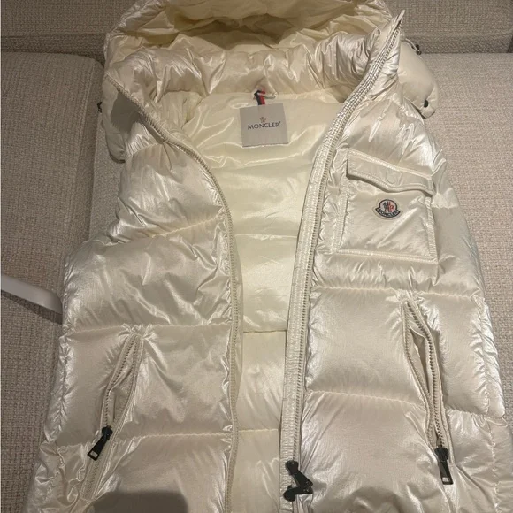 Moncler Shiny Cream Puffer Vest - Picture 2 of 9